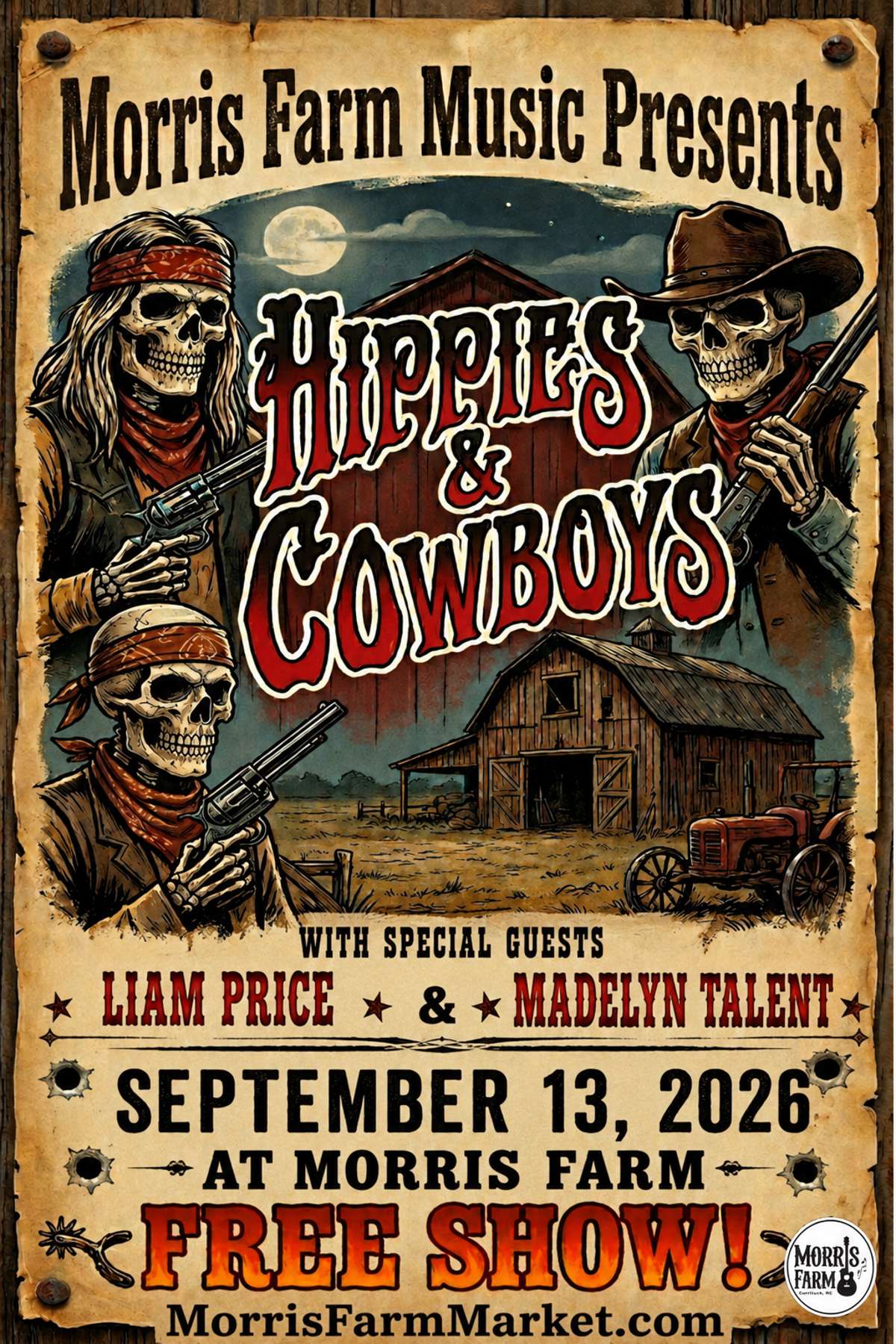 Hippies & Cowboys With Special Guest Liam Price and Madelyn Talent *FREE SHOW*